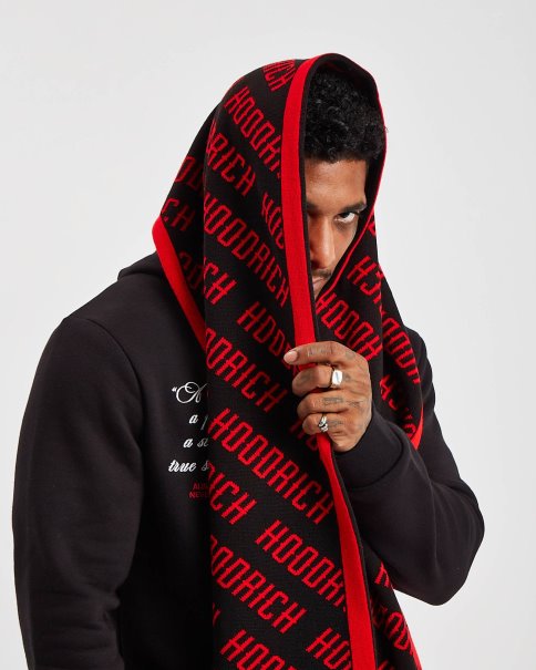 Rød/svart/hvit Hoodrich Og Logo Skjerf