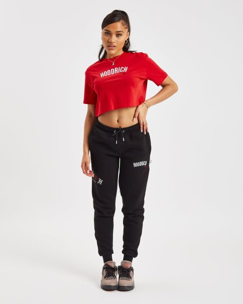Rød/hvit/svart Hoodrich Og Calor Cropped T-skjorte